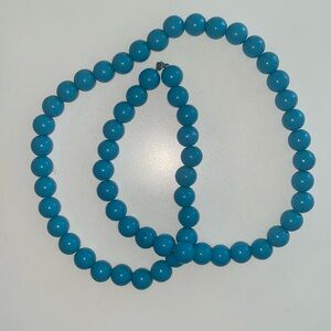 Blue long beaded necklace